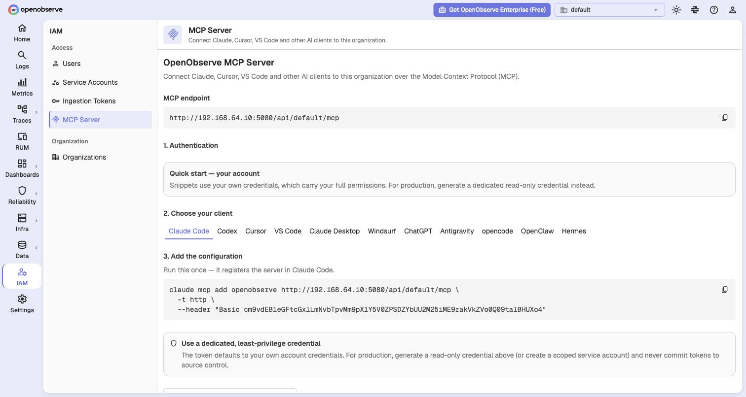 MCP Server setup page with the claude mcp add command